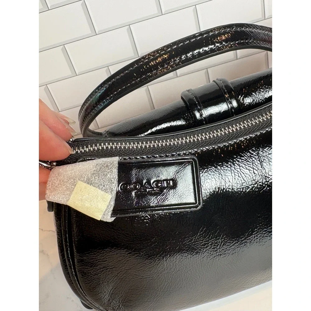 Coach Soho Baguette Bag Black Patent Leather Buckle Shoulder Crossbody New